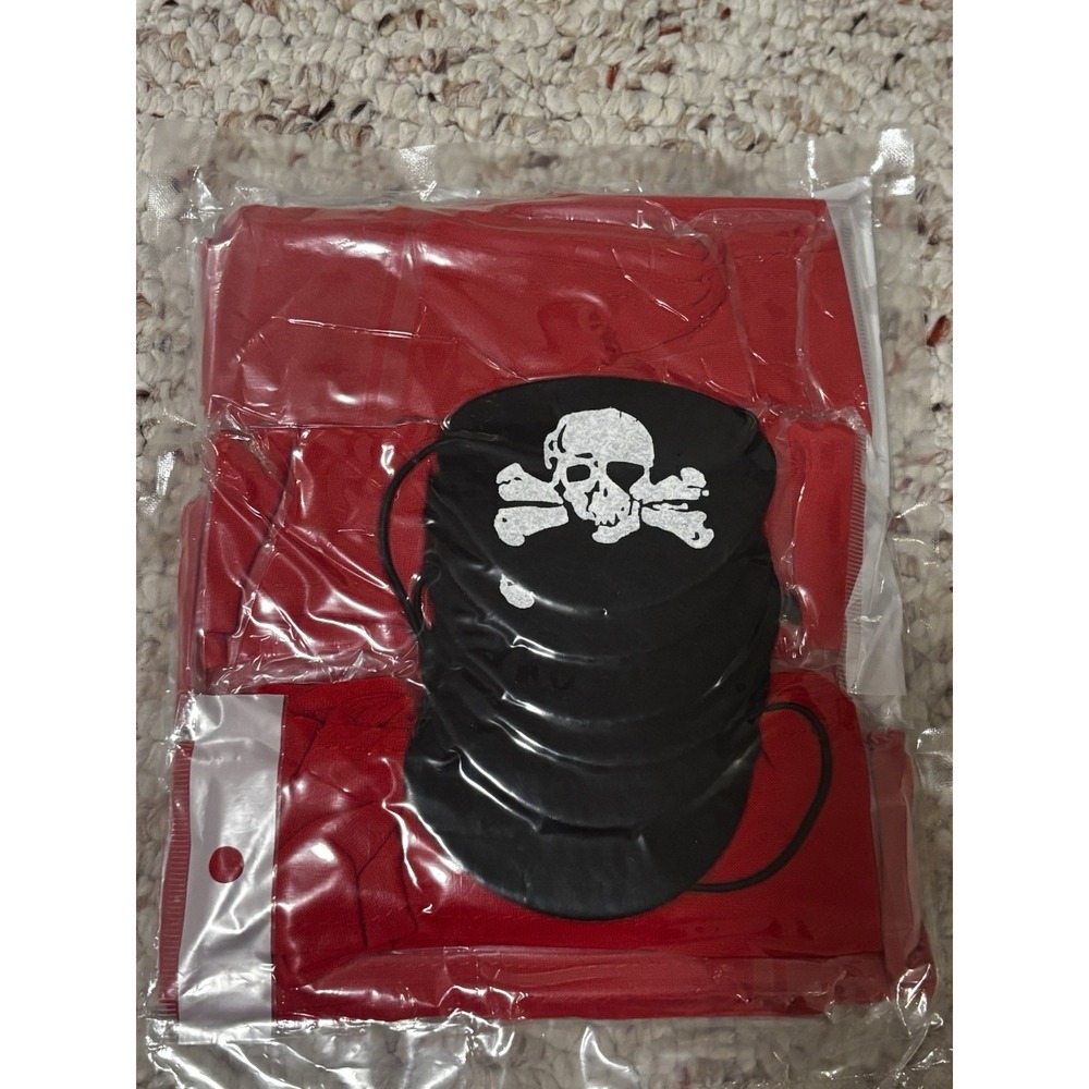 Lot Of 6 Pirate Eye Patches And 6 Red Bandanas